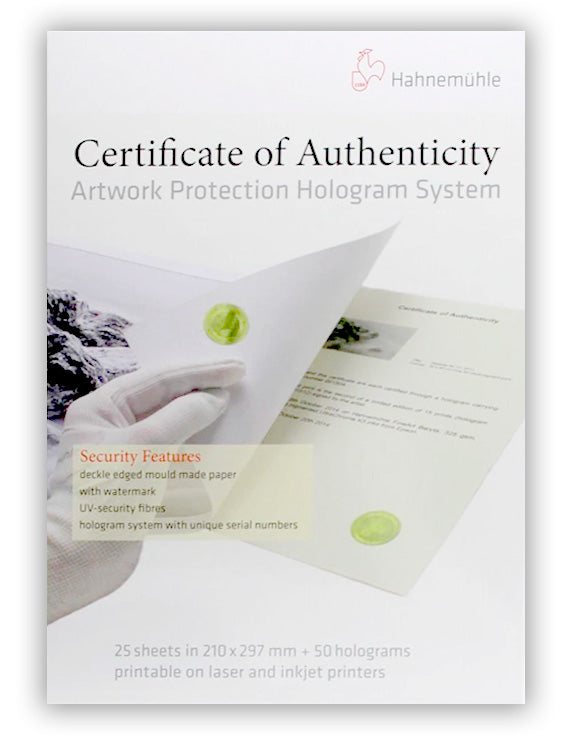 Hahnemuhle Certificate of Authenticity